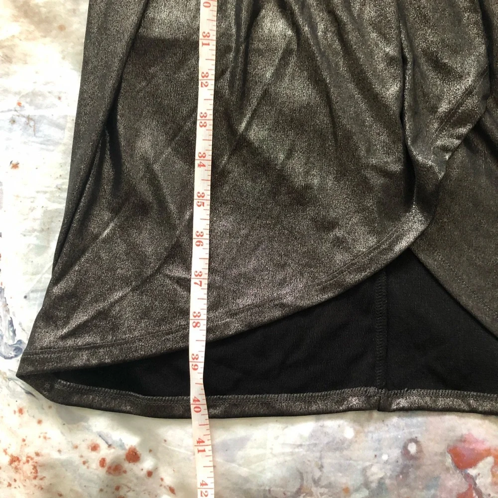 Guess Marciano | Black Metallic Silver Midi Wrap Dress NWOT - Picture 8 of 11